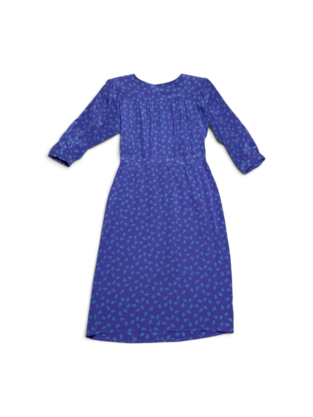 Vintage Maggy London Silk Dress Blue Floral Print Size 12